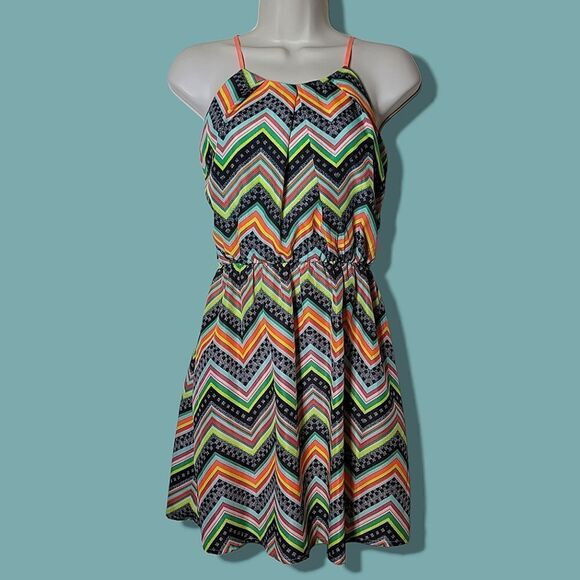 My Michelle Junior Striped Chevron Dress - Picture 1 of 8